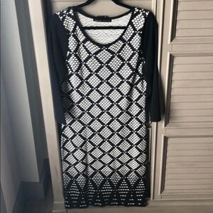 Geometric pattern long sleeve Ivanka dress sz L